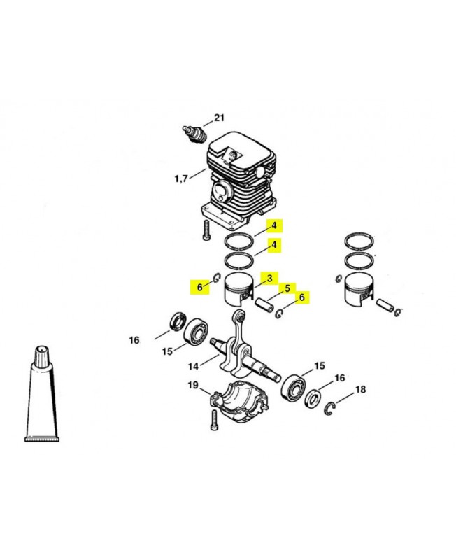 Repères 3-4-5-6 Piston Repères 3-4-5-6 Piston