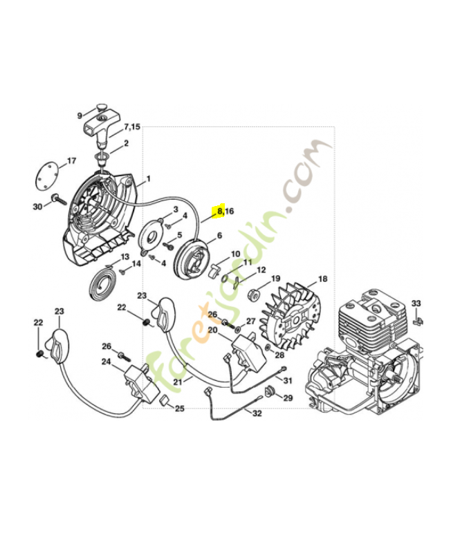 Câble lanceur d 3x850 0000-195-8203. Pièce détachée Stihl / Vicking