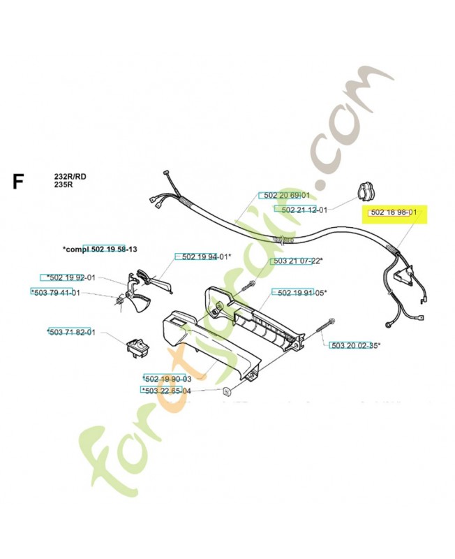 Cable 502189801. Pièce de rechange Husqvarna