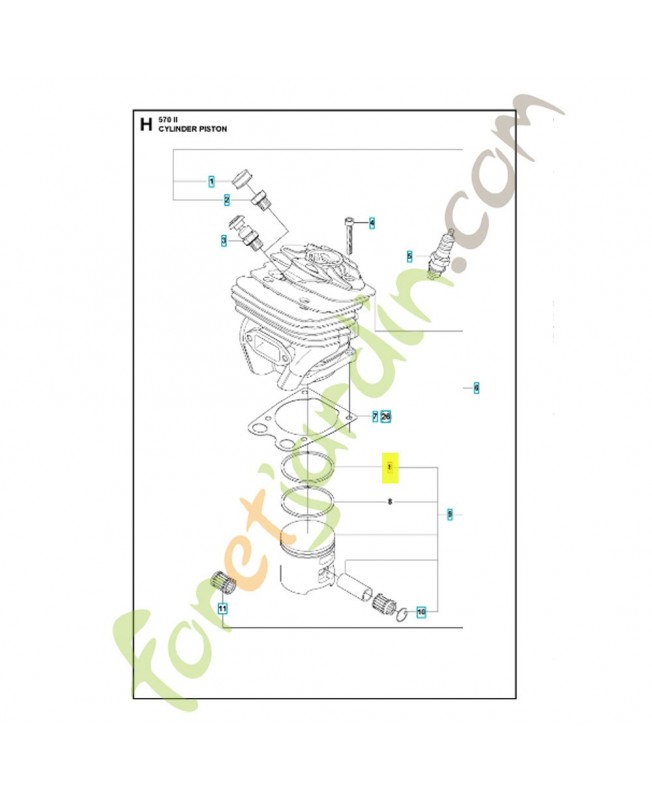 Segment de piston 522990101. Pièce de rechange Husqvarna