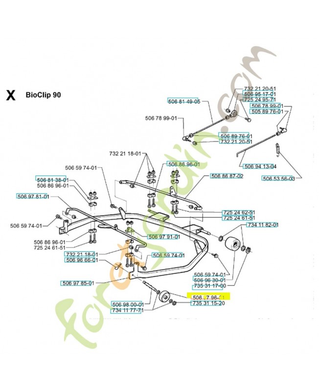 Roue 506979601. Pièce de rechange Husqvarna