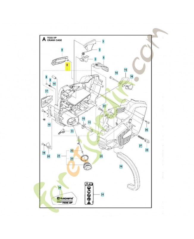 Carter moteur complet 581053802. Pièce détachée Husqvarna