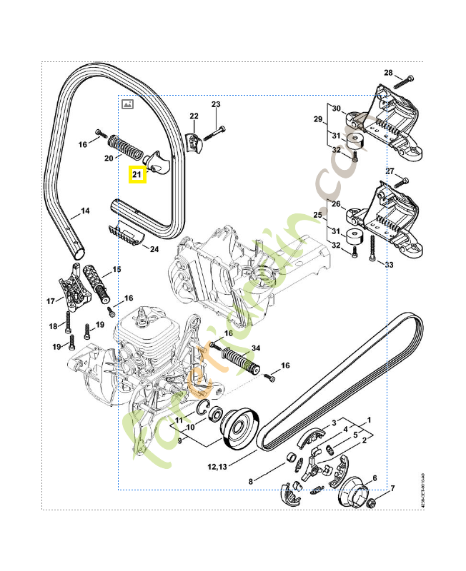 Crampon de tube de poignée 4238-791-1900. Pièce de rechange Sithl / Vicking