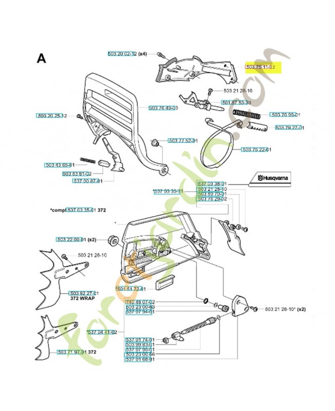 Couvercle 503751103. Pièce de rechange Husqvarna référence 503751103
