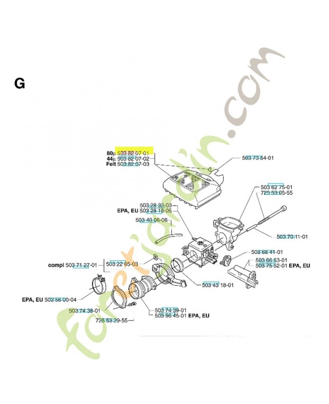 Filtre à air complet 503820701. Pièce de rechange Husqvarna