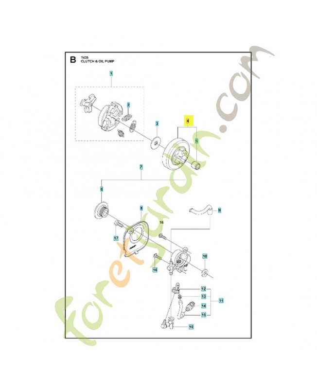 Cloche embrayage complète 523082601. Pièce de rechange Husqvarna