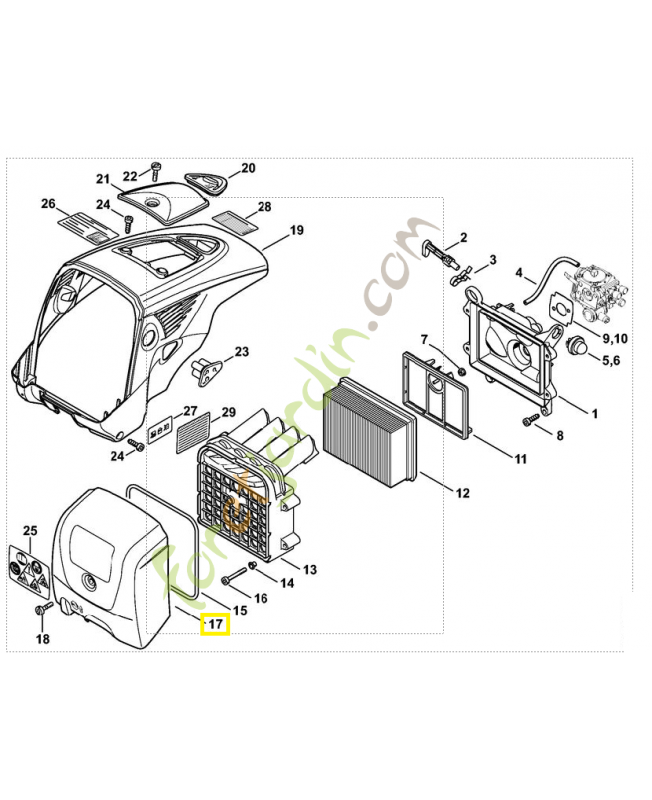 Couvercle de filtre 4224-140-1000. Pièce de rechange Sithl / Vicking Couvercle de filtre 4224-140-1000. Pièce de rechange Sithl / Vicking