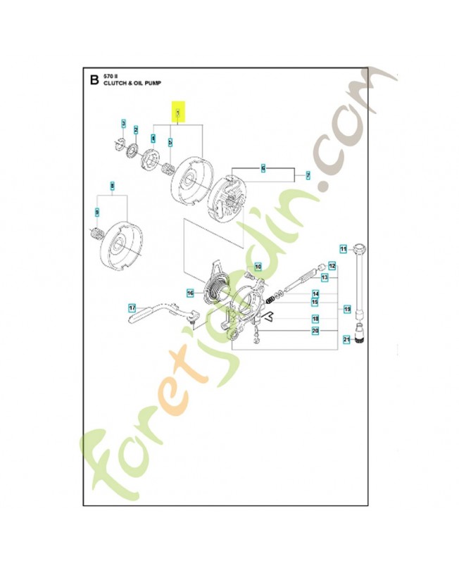 Cloche embrayage complet 504547202. Pièce de rechange Husqvarna