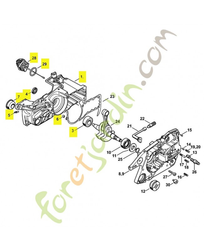 Demi-carter de vilebrequin stihl ref. 1138-020-2605 Remplace référence 1138-020-2601