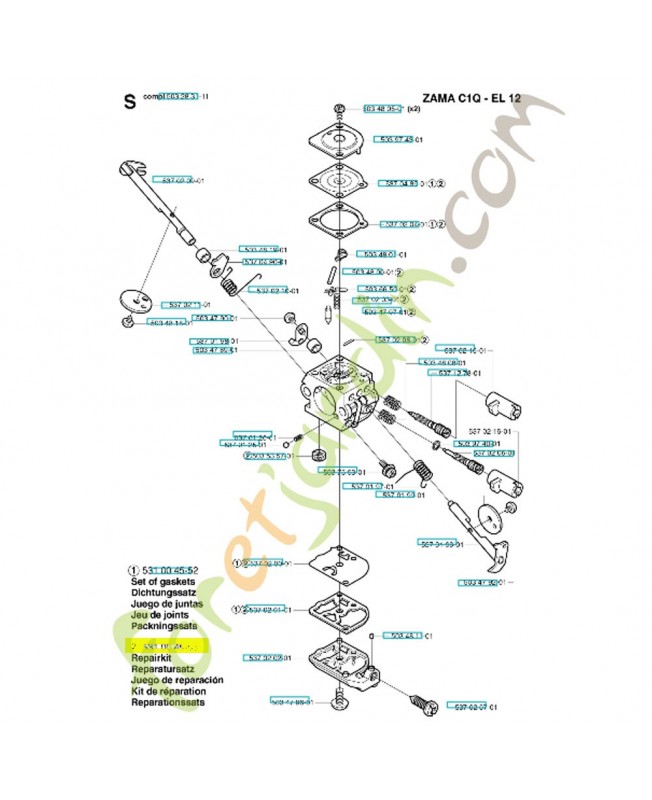 Kit jeu de joints carburateur 531004553. Pièce de rechange Husqvarna