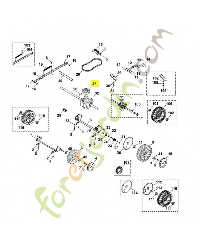 Poulie a gorge 6107-704-1010. Pièce de rechange Sithl / Vicking