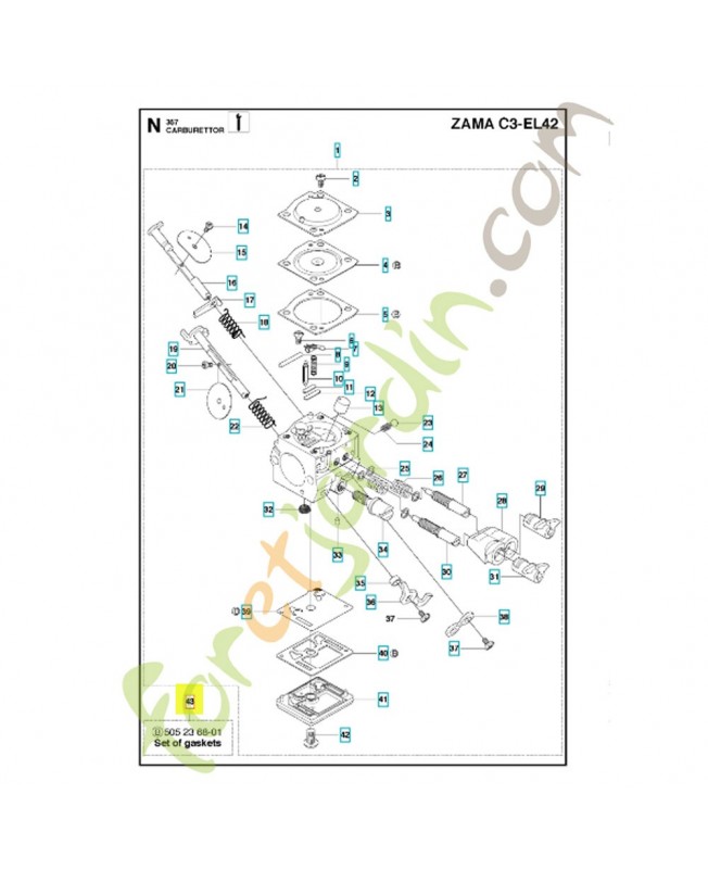 Kit jeu de joints 505236801. Pièce de rechange Husqvarna