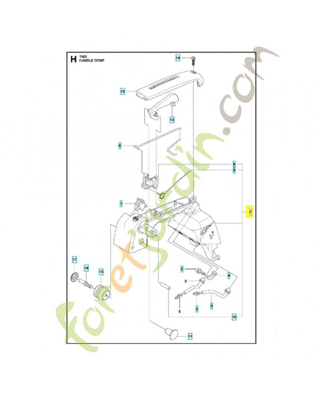 poignée compléte 527715401. Pièce de rechange Husqvarna
