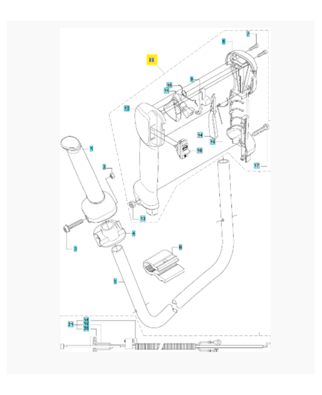Poignée  537424513. Pièce de rechange Husqvarna 