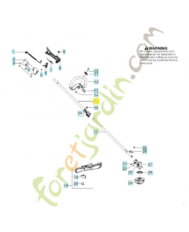 Arbre moteur 545003354. Pièce de rechange Husqvarna