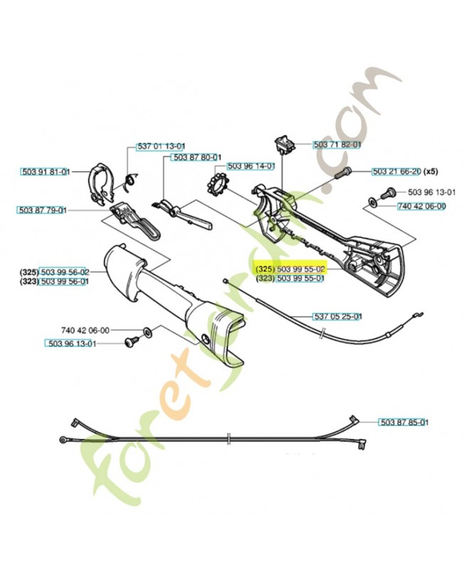 demi-Poignée 503995502. Pièce de rechange Husqvarna