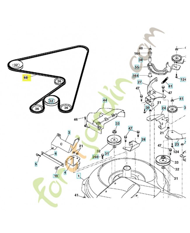 Courroie de coupe 584897001. Pièce de rechange Husqvarna remplace 532169178 , 584897001 et 532402009