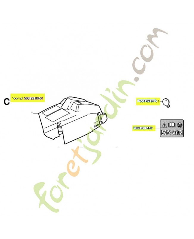 Capot cylindre 503928001. Pièce de rechange Husqvarna