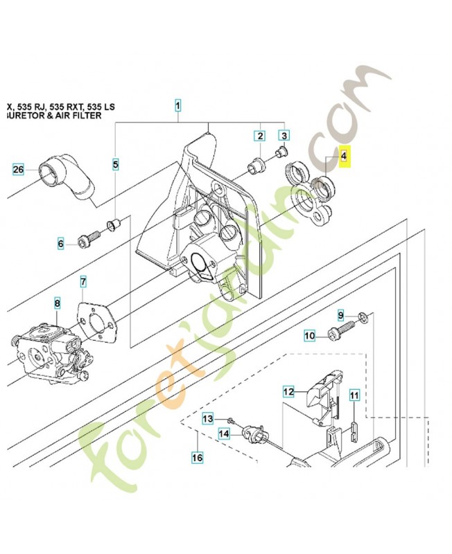 Tuyau d'admission 537334301. Pièce de rechange Husqvarna