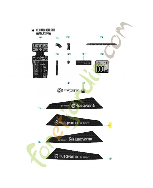 Autocollant 544439402. Pièce de rechange Husqvarna