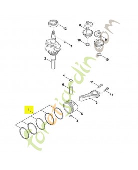 Kit segment de piston 0004-007-1004. Pièce détachée Stihl / Vicking