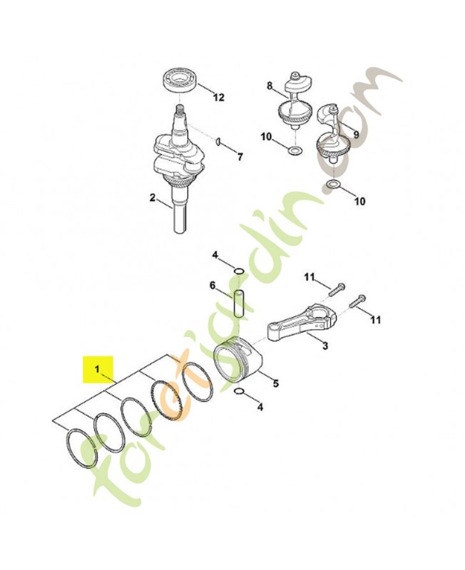 Kit segment de piston 0004-007-1004. Pièce détachée Stihl / Vicking