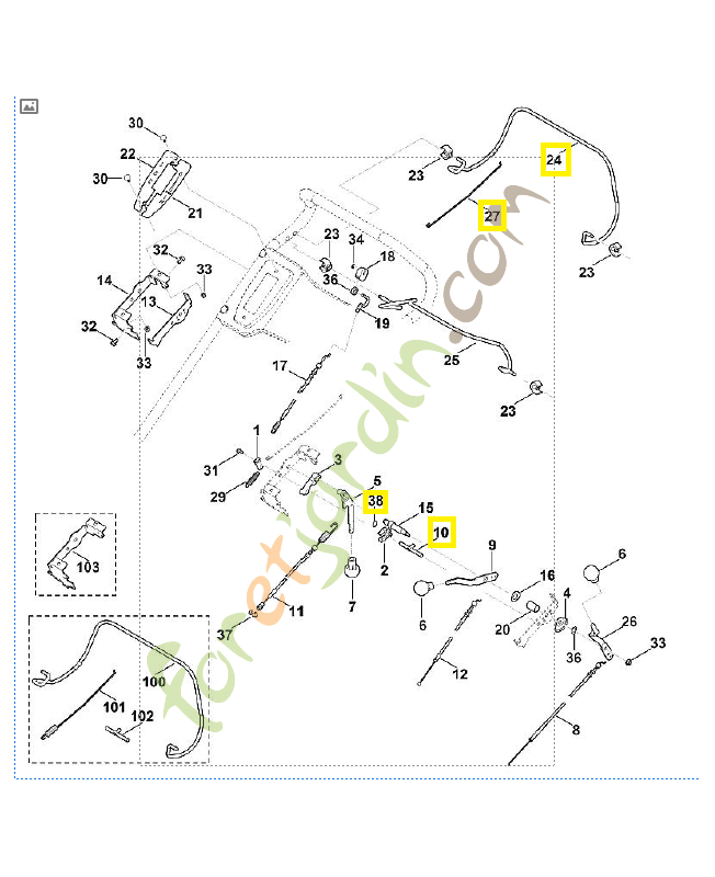 Jeu de pièces de levier 6378-007-1095. Pièce détachée Stihl / Vicking