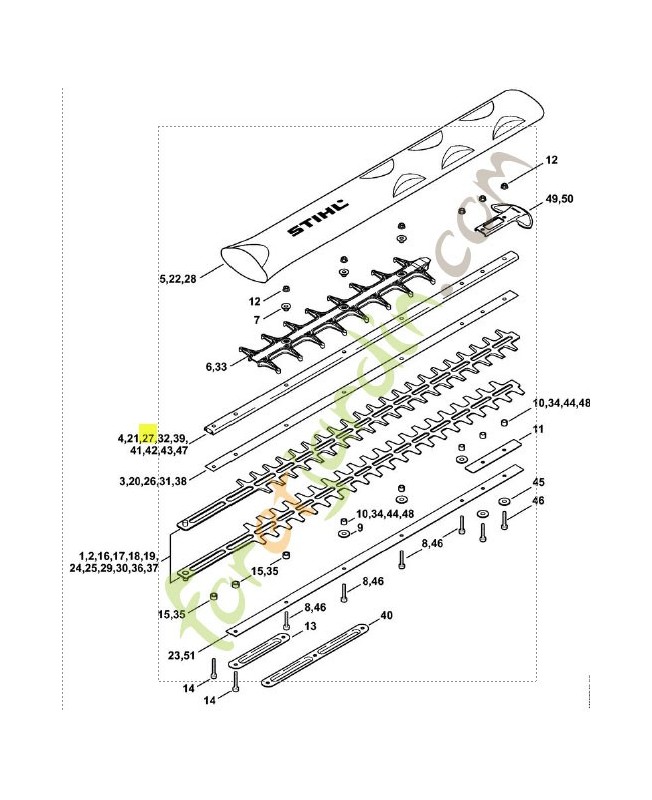 Glissière guidage 750m/m 4237-641-4602. Pièce de rechange Sithl / Vicking