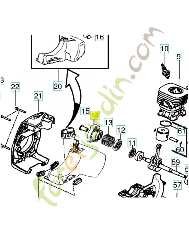 Fixation de cliquet lanceur husqvarna ref. 545102303 Remplace référence 545102302 ; 545008029 ; 530150568