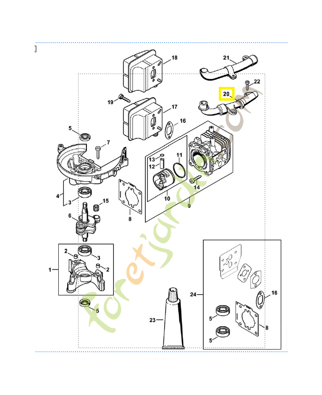 Tube de gaz brûlés 4237-140-3402. Pièce détachée Stihl / Vicking