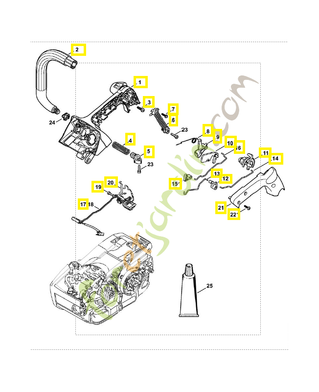 Carter de poignée 1145-790-1024. Pièce détachée Stihl / Vicking