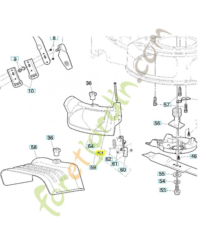 Axe de porte mulching 532183445. Pièce de rechange Husqvarna 