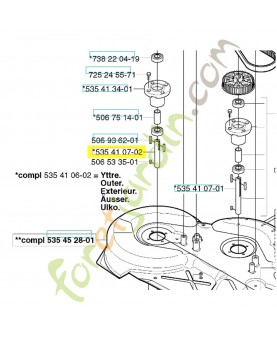 Axe 535410702. Pièce de rechange Husqvarna