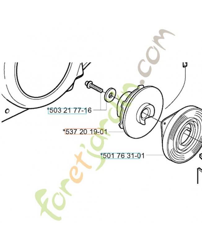 Poulie lanceur 537201901. Pièce de rechange Husqvarna