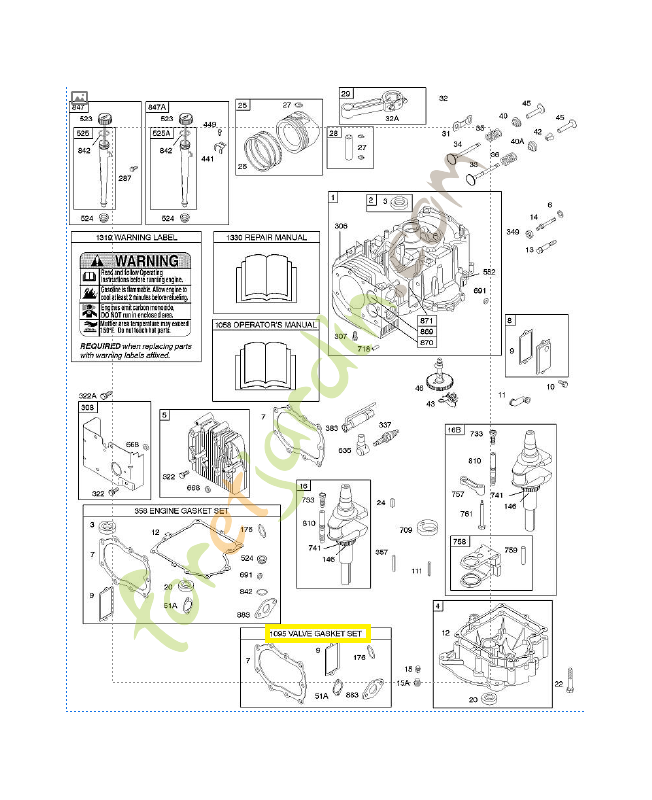 498539 Jeu de joints soupape 0003-000-0328 Briggs & Stratton