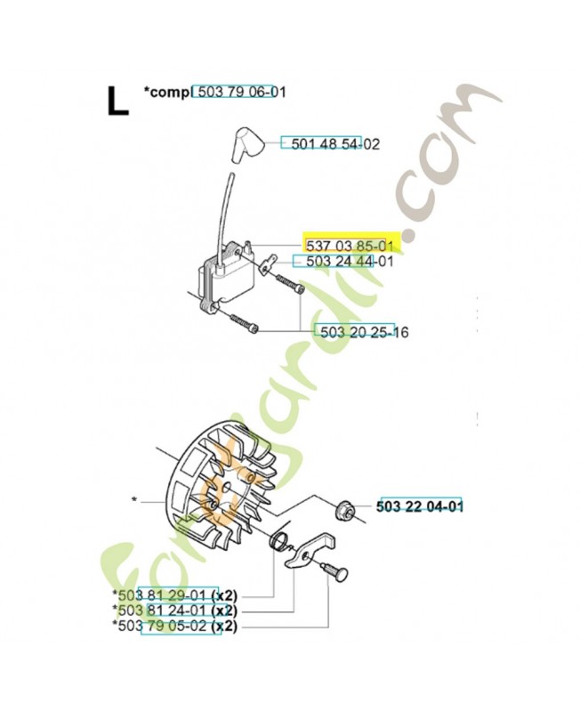 Bloc électronique 537038501. Pièce de rechange Husqvarna