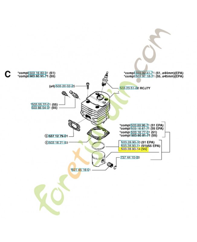 Segment 503289014. Pièce de rechange Husqvarna 