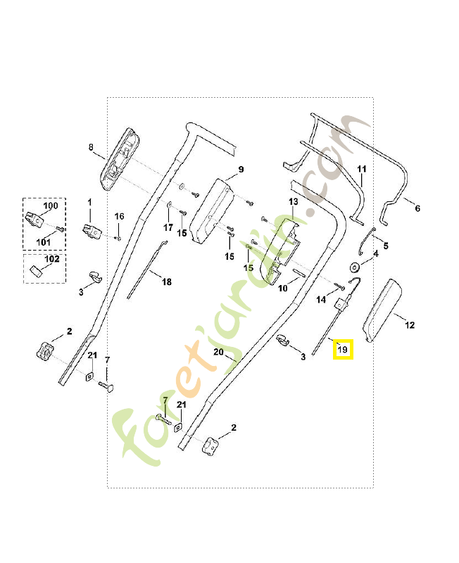 Câble de traction 6357-700-7500. Pièce de rechange Sithl / Vicking