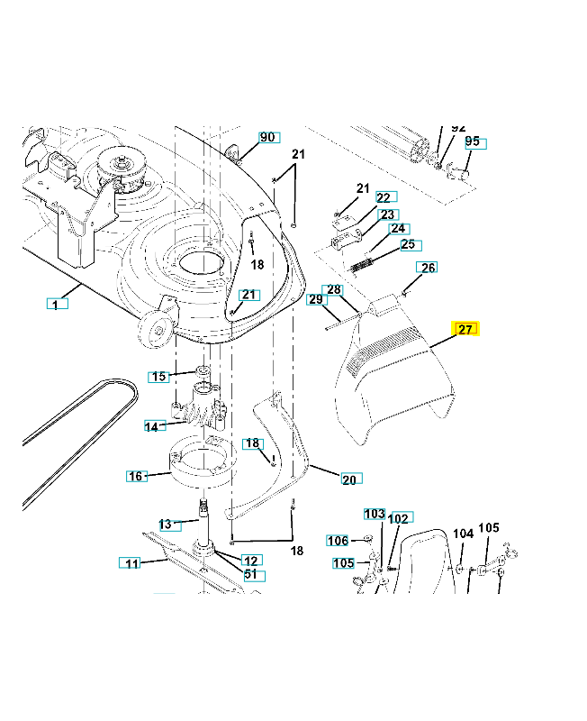 Deflector clipping 46"