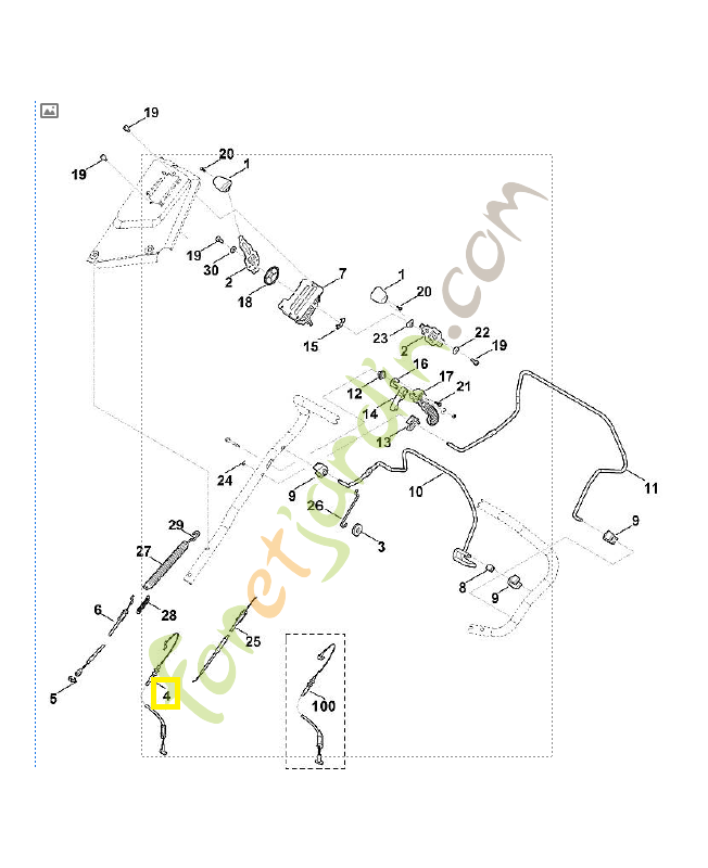 Câble de commande 6374-700-7531. Pièce détachée Stihl / Vicking