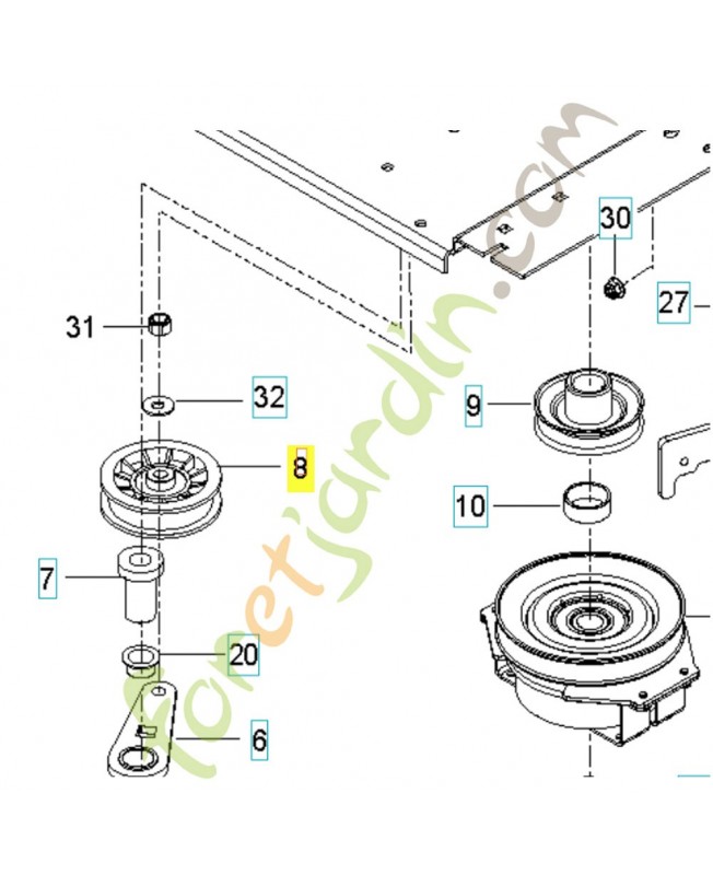 Poulie de courroie de lame 532177968. Pièce de rechange Husqvarna