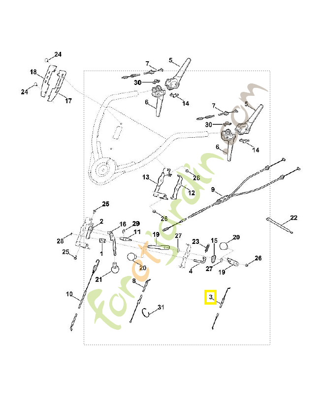 Câble de commande de gaz 6375-180-1102. Pièce de rechange Sithl / Vicking