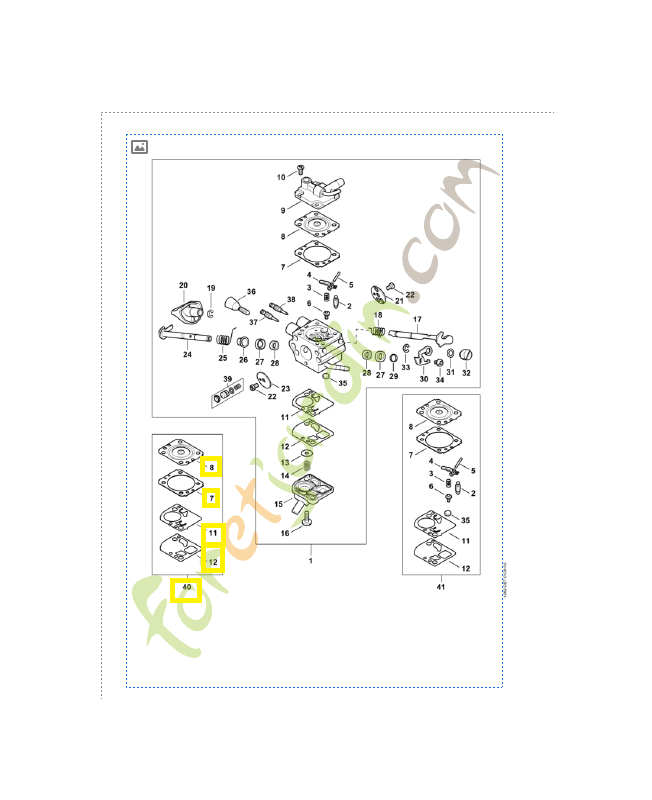 Jeu de pièces de carburateur 4283-007-1700. Pièce détachée Stihl / Vicking