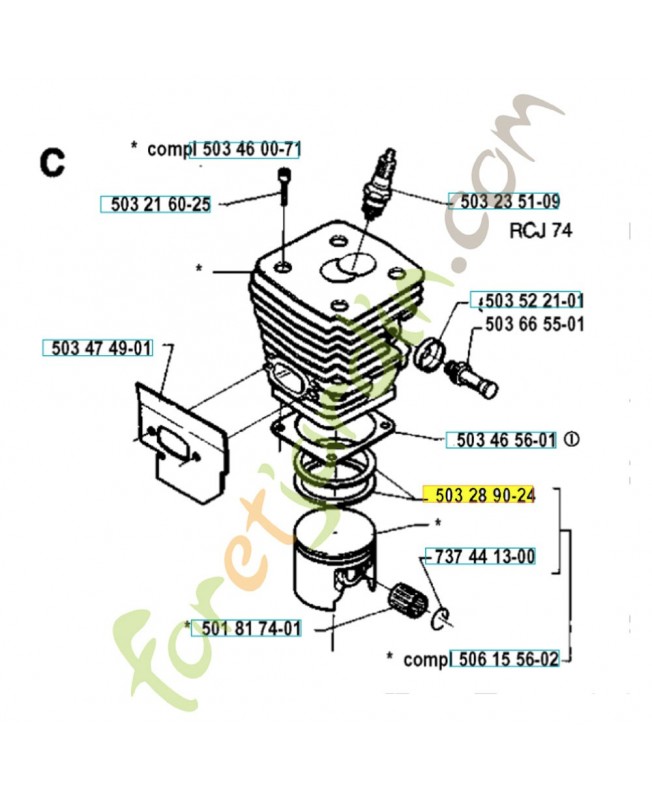 Segment 503289024. Pièce de rechange Husqvarna