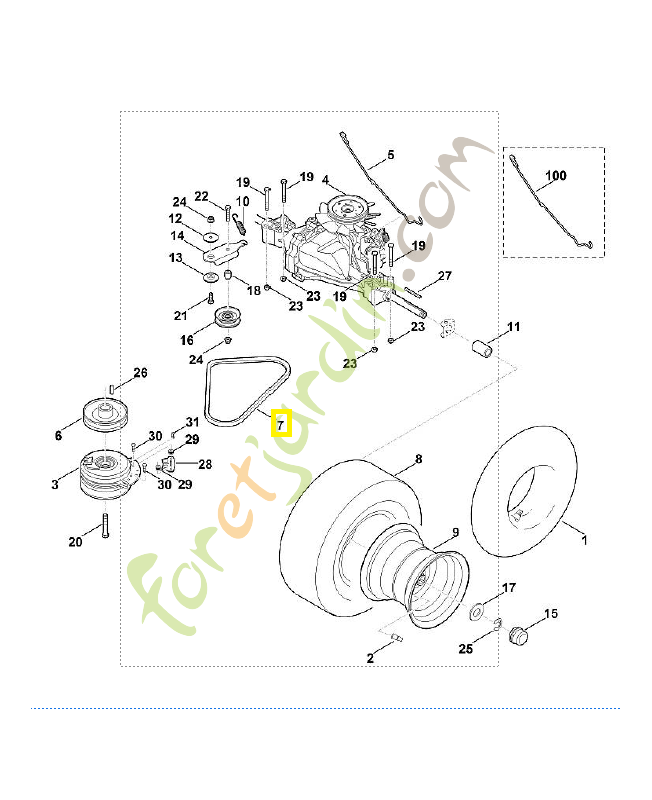 Courroie de traction 6140-704-2100. Pièce de rechange Sithl / Vicking
