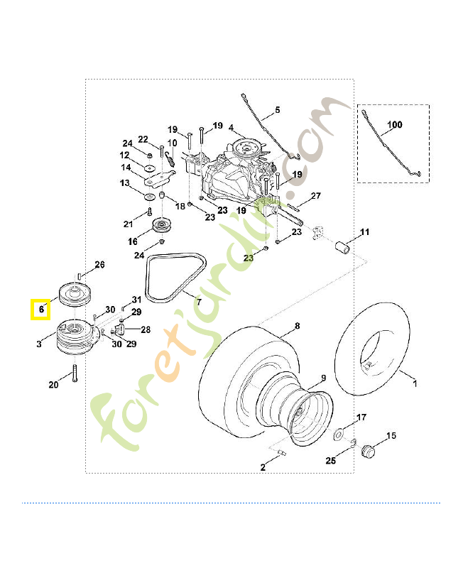 Poulie a gorge 6140-700-2500. Pièce de rechange Sithl / Vicking