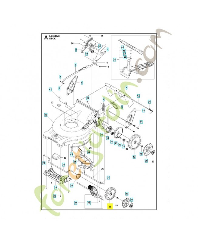 Roue complète 588749701.Pièce détachée Husqvarna