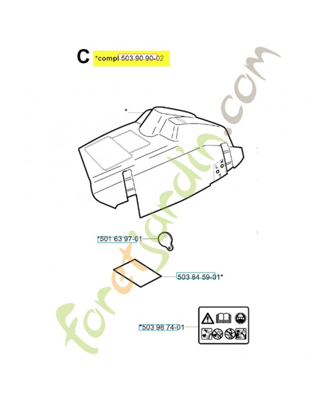 Capot cylindre 503909002. Pièce de rechange Husqvarna Capot cylindre 503909002. Pièce de rechange Husqvarna