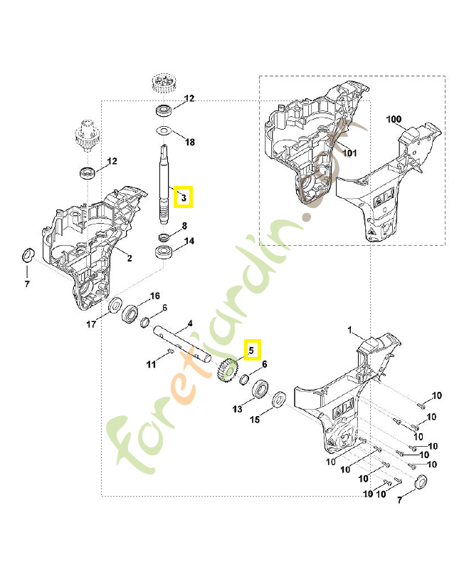 Jeu d'arbre vis + roue 6241-642-0392. Pièce de rechange Sithl / Vicking