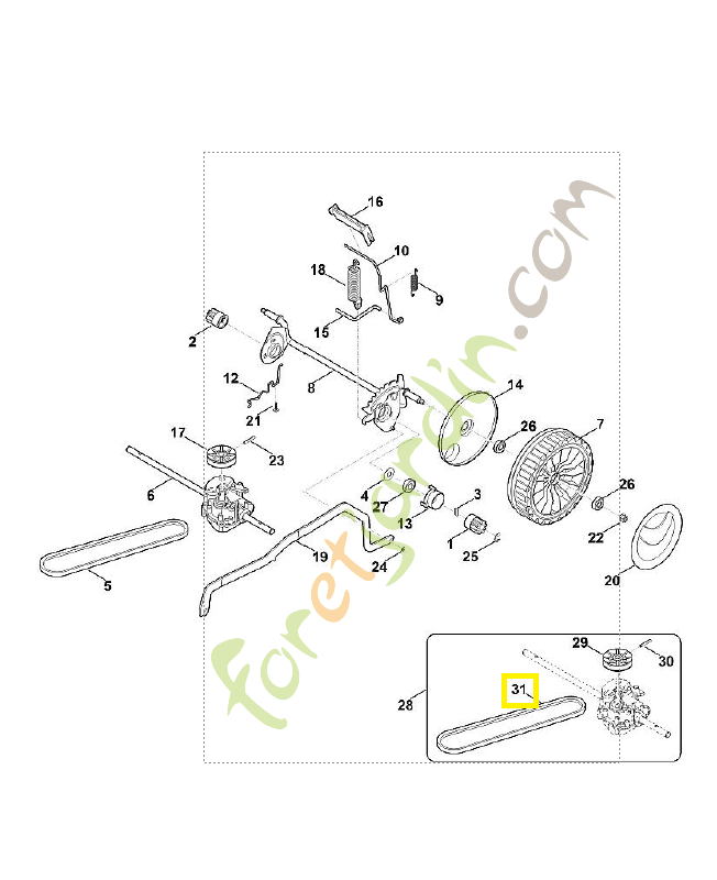 Courroie trapézoïdale 6358-704-2190. Pièce détachée Stihl / Vicking